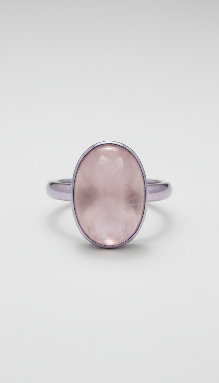 Blush Rose Quartz Oval Ring